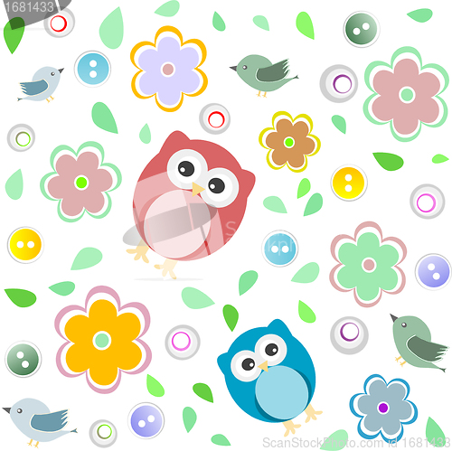 Image of Seamless colourful owl pattern for kids