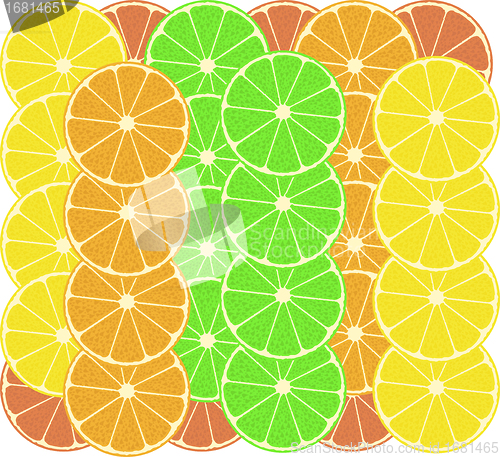 Image of citrus fruits vector pattern background