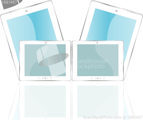 Image of White vector tablet pc with blue screen