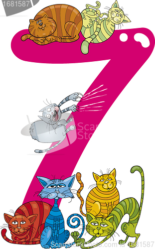 Image of number seven and 7 cats