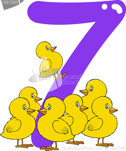 Image of number seven and 7 chicks