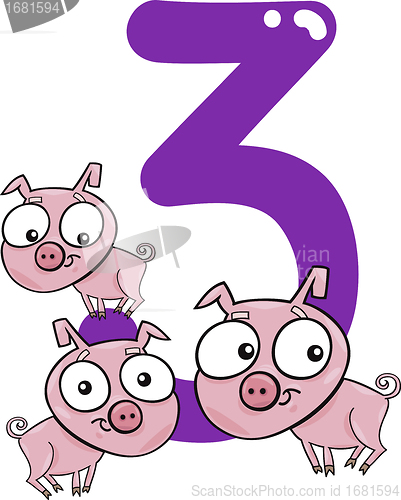 Image of number three and 3 pigs