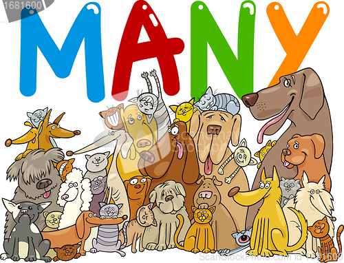 Image of Group of many dogs and cats