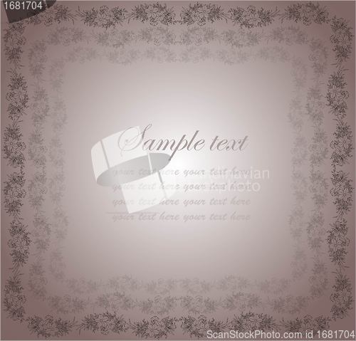 Image of Decorative frame with flower lace.Greeting card with lace.