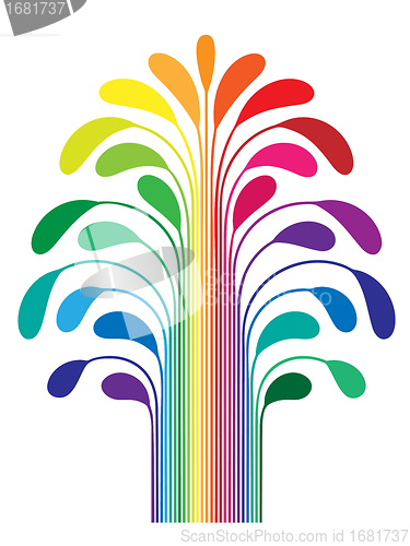 Image of abstract simple stylized tree rainbow color
