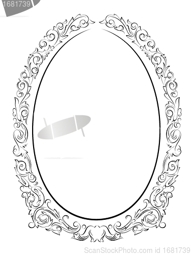 Image of calligraphy penmanship oval baroque frame black