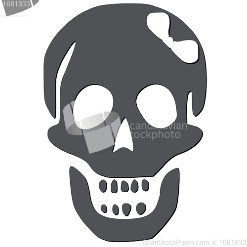 Image of skull with white bow