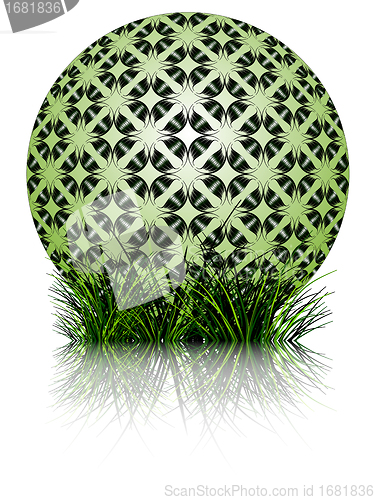 Image of green bubble and grass reflected