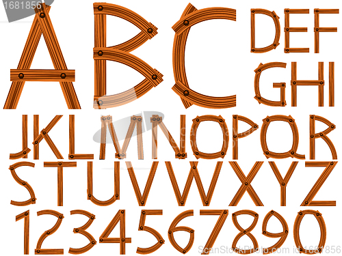 Image of wooden alphabet and numbers