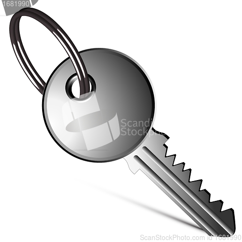 Image of silver key against white