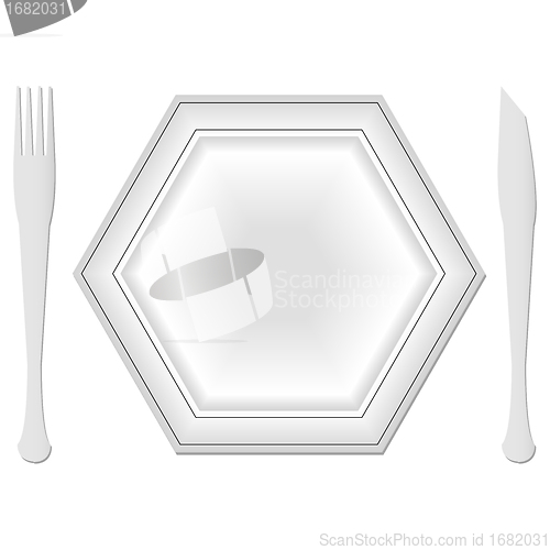 Image of hexagonal plate and dishes