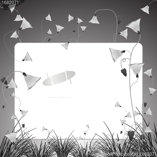 Image of monochromatic flowers and grass banner