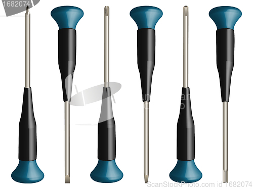 Image of various screw drivers vector