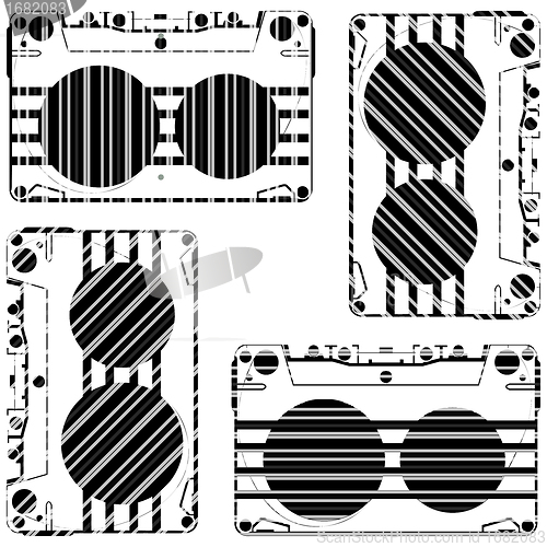 Image of striped audio tapes