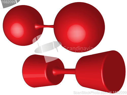 Image of red weights against white