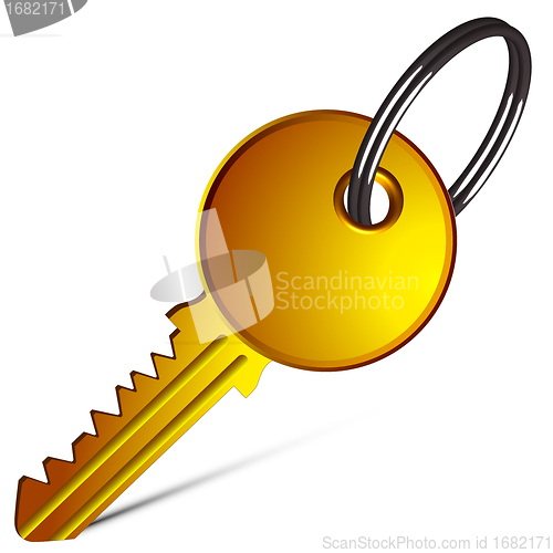 Image of golden key against white