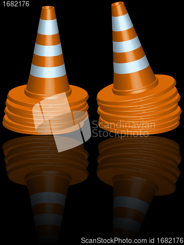 Image of traffic cones piles