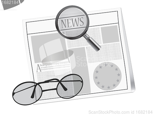 Image of newspaper and glasses