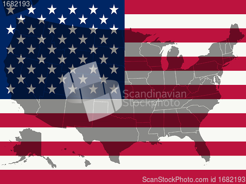 Image of united states flag and map