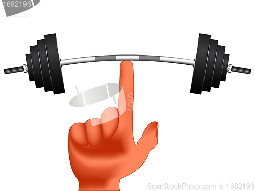 Image of finger holding weights