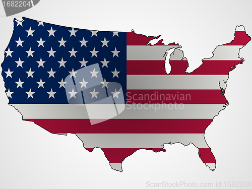 Image of us flag and map abstract