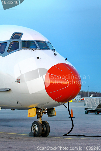 Image of Closeup of red aircraft nose