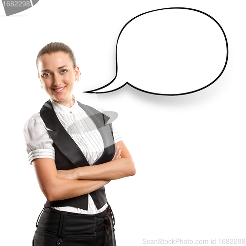 Image of Business Woman With Speech Bubble