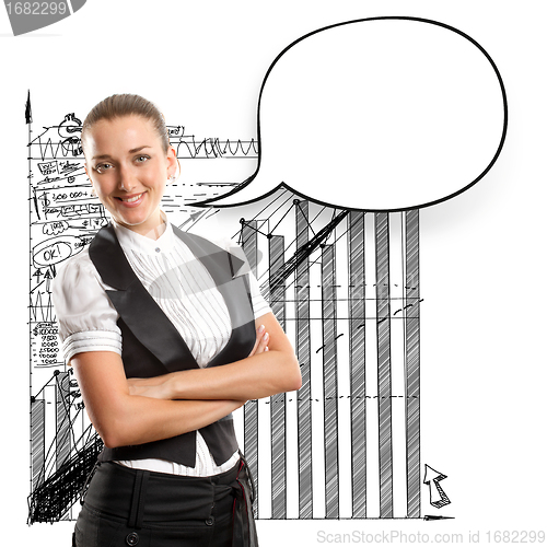 Image of Business Woman With Speech Bubble