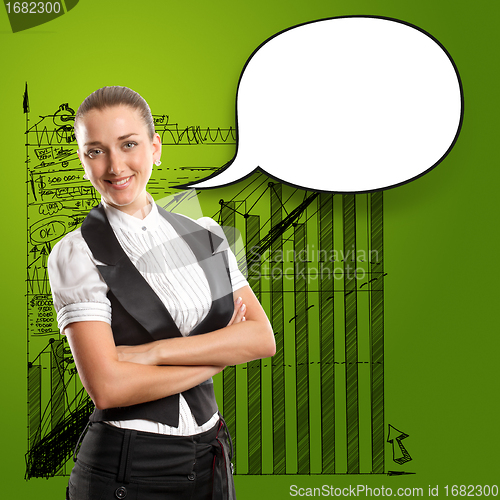 Image of Business Woman With Speech Bubble