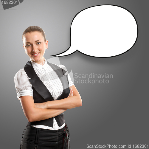 Image of Business Woman With Speech Bubble