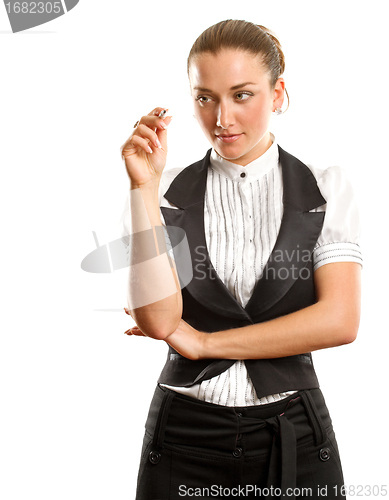 Image of businesswoman writing something