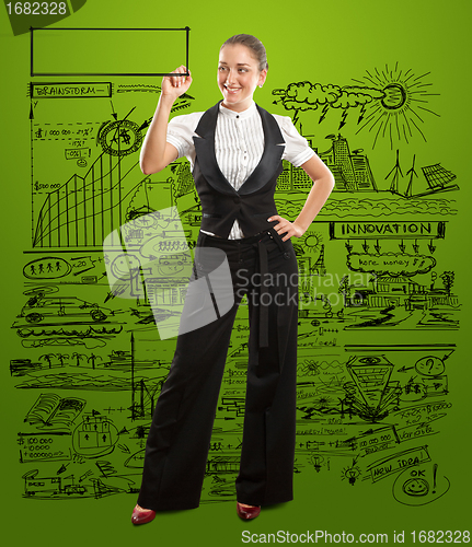 Image of Business Woman Writing Something