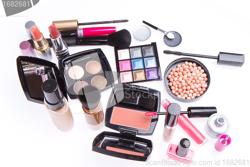 Image of set of cosmetic makeup products