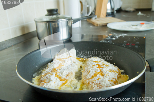 Image of frying fish fillet