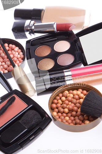 Image of set of cosmetic makeup products