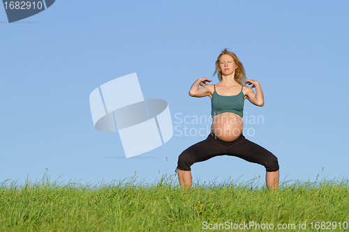 Image of pregnant woman on meadow