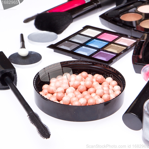Image of set of cosmetic makeup products