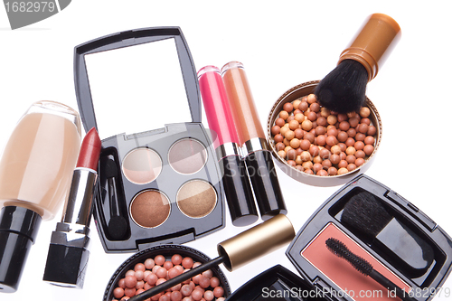 Image of set of cosmetic makeup products