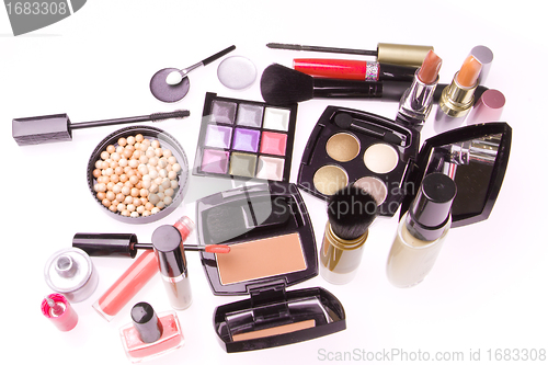 Image of set of cosmetic makeup products