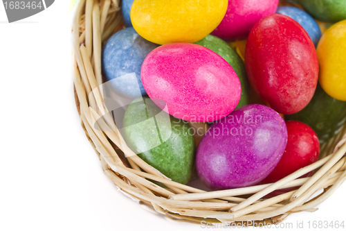 Image of colorful easter eggs in basket