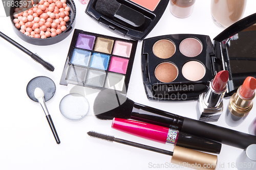 Image of set of cosmetic makeup products