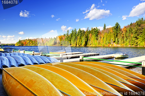 Image of Canoe rental on autumn lake