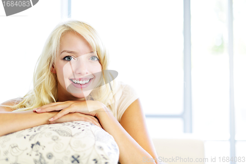 Image of Happy woman at home