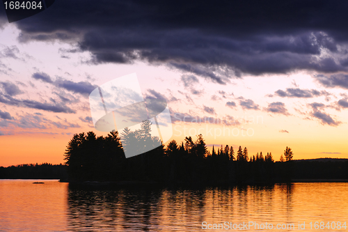 Image of Dramatic sunset at lake