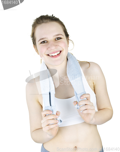 Image of Happy fit girl after working out