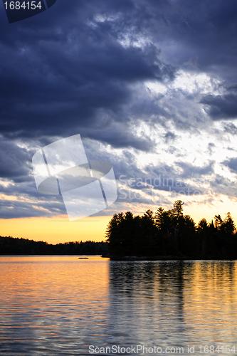 Image of Dramatic sunset at lake