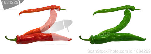 Image of Letter Z composed of green and red chili peppers