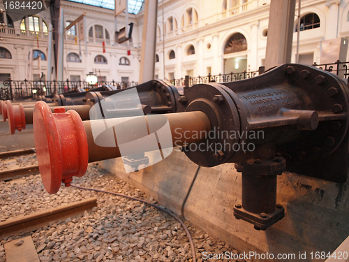 Image of Hydraulics buffers stop, april 2012, Barcelona Franca railway st