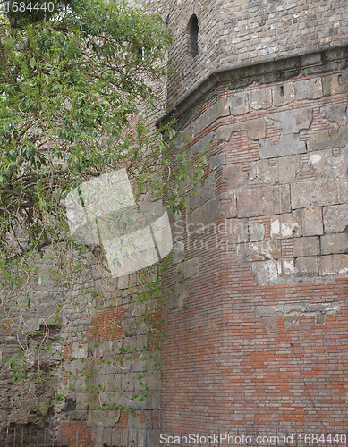 Image of second roman enclosing wall of Barcino,Barcelona Spain