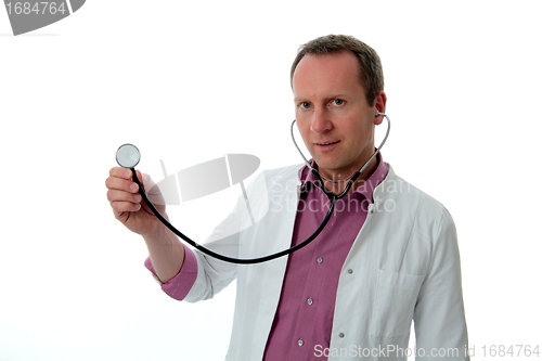 Image of Doctor with stethoscope in air